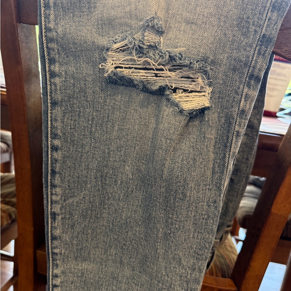 Old Navy O.G. Straight Button Fly High Rise Ripped Jeans - Picture 7 of 7